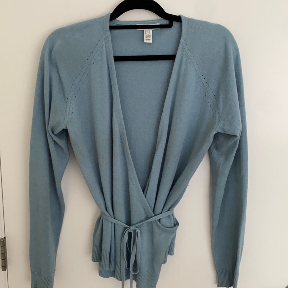 Realities size L Powder blue ballet wrap sweater
